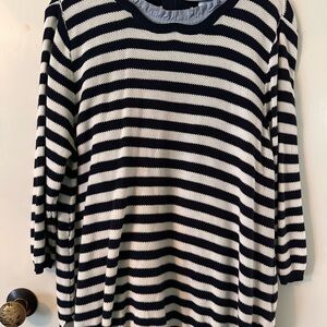 Striped Navy and White Seraphine Maternity Sweater Striped Women's Top